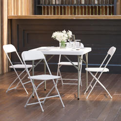 Flash Furniture Hercules Series Folding Chairs - 2 Pack, 650 Lb Capacity, Beige Plastic, Steel Frame