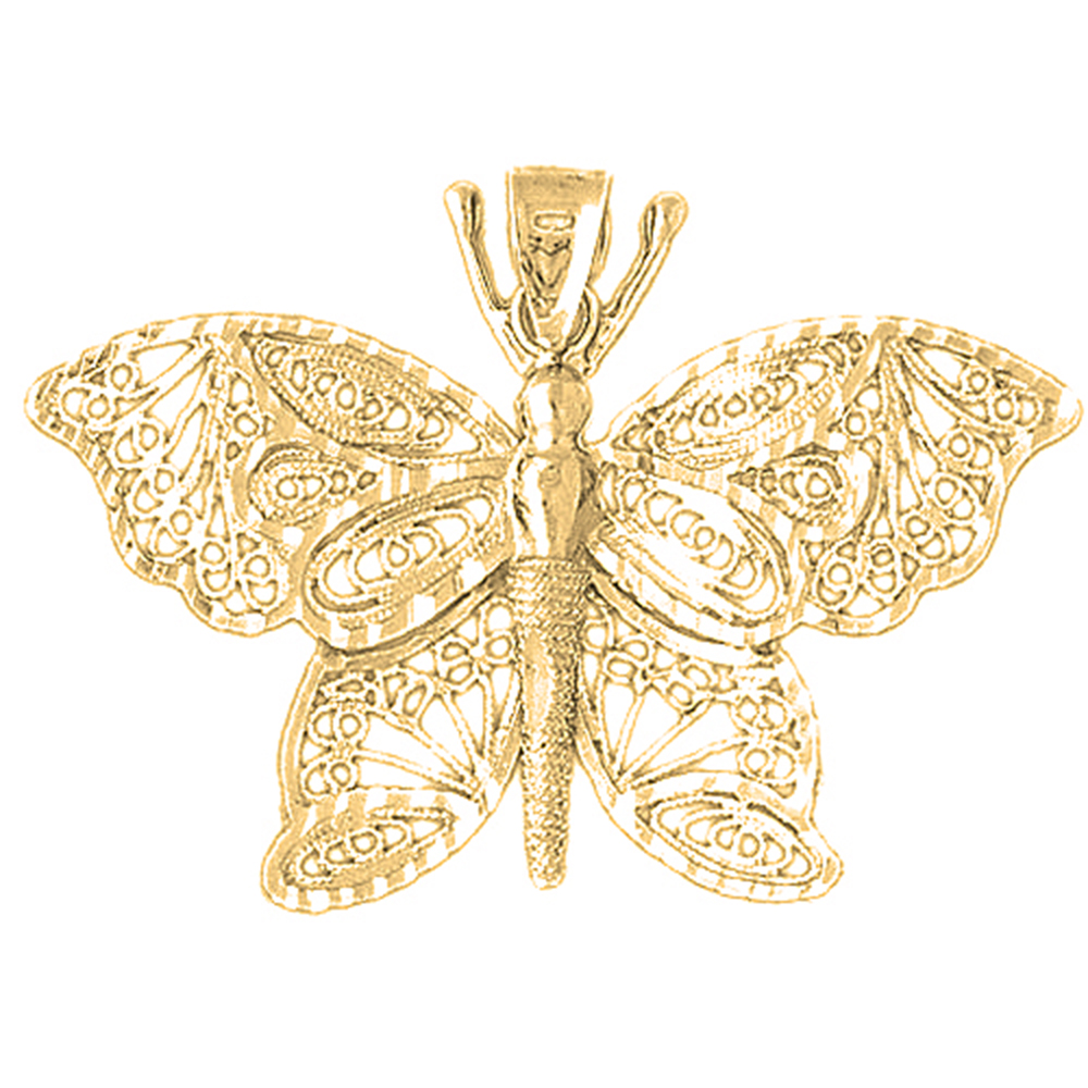 Jewels Obsession 18K Yellow Gold 29mm Butterfly Pendant