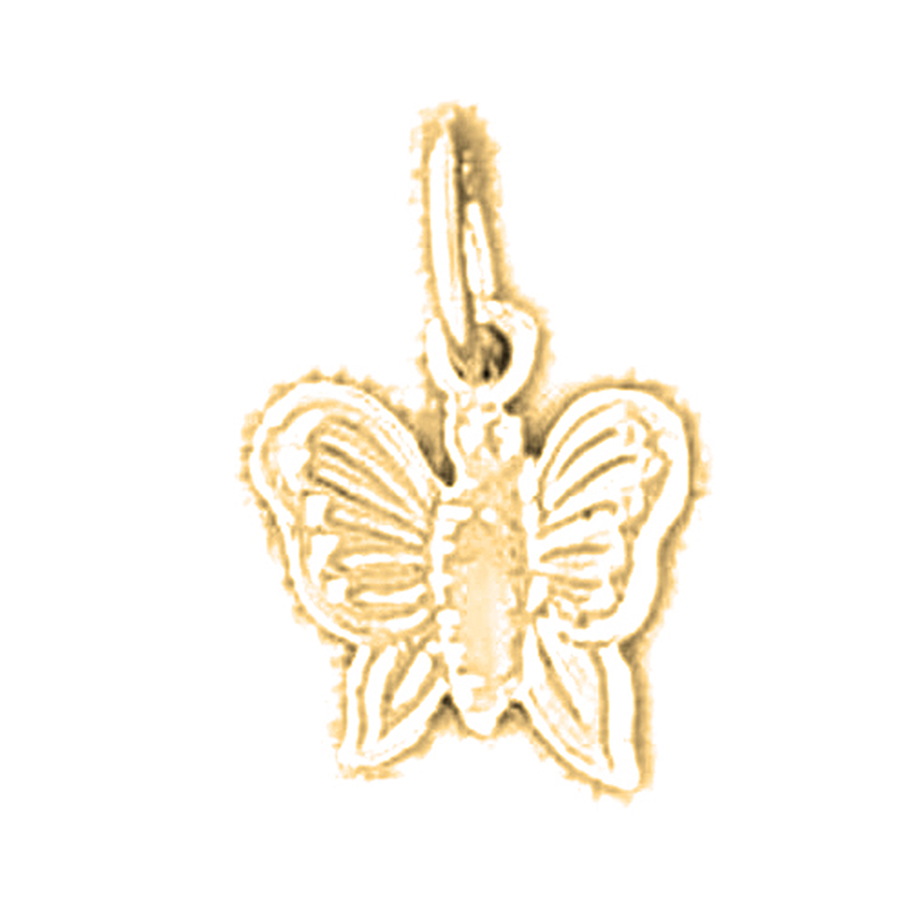 Jewels Obsession 14K Yellow Gold 13mm Butterflies Pendant