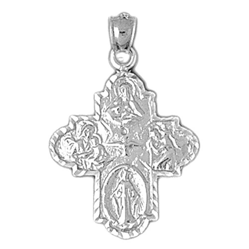 Jewels Obsession 18K White Gold 31mm 4-Way Cross Pendant