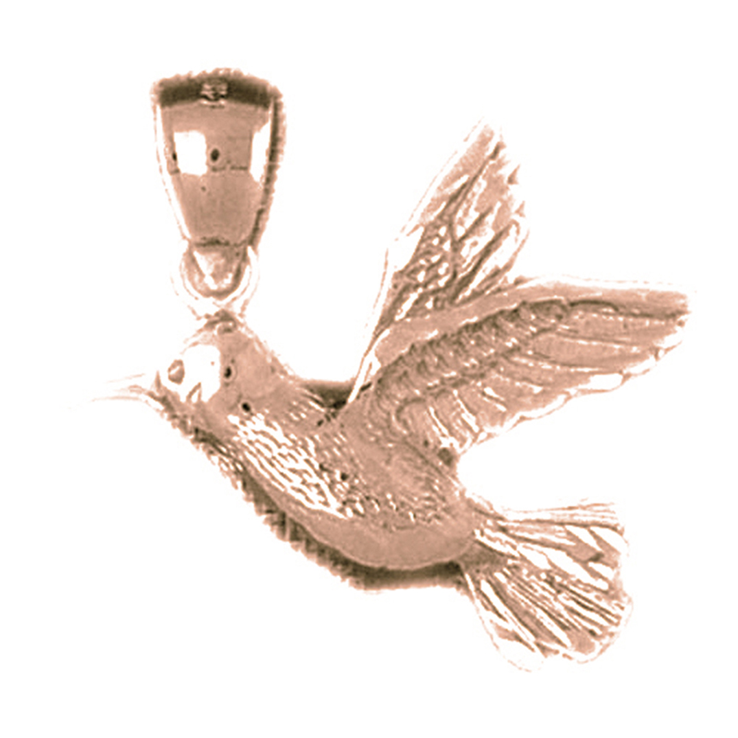 Jewels Obsession 14K Rose Gold 25mm Hummingbird Pendant