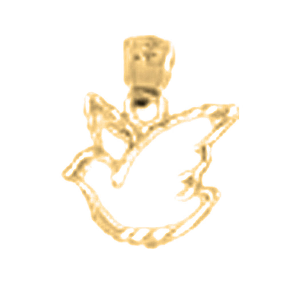 Jewels Obsession 14K Yellow Gold 16mm Dove Pendant