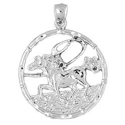 Jewels Obsession 18K White Gold 38mm Chinese Zodiacs - Horse Pendant