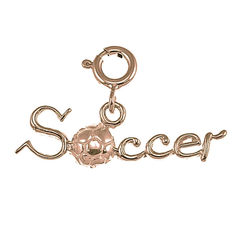 Jewels Obsession 14K Rose Gold 12mm Soccer Pendant