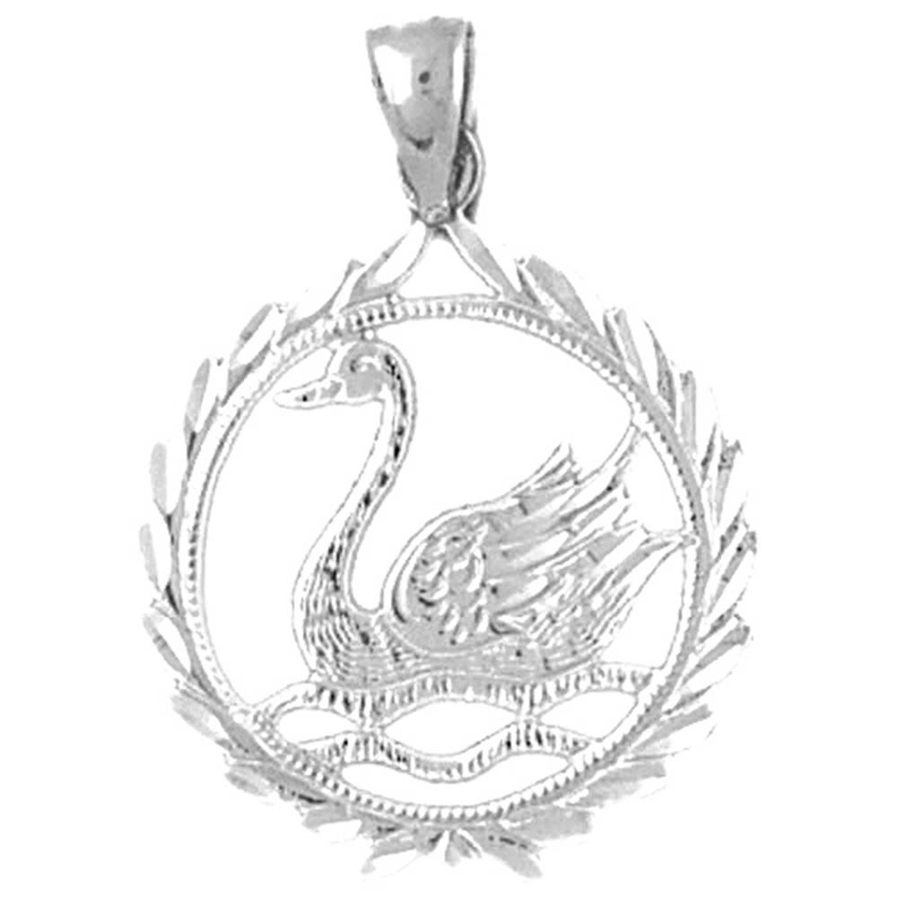 Jewels Obsession 14K White Gold 27mm Swan Pendant