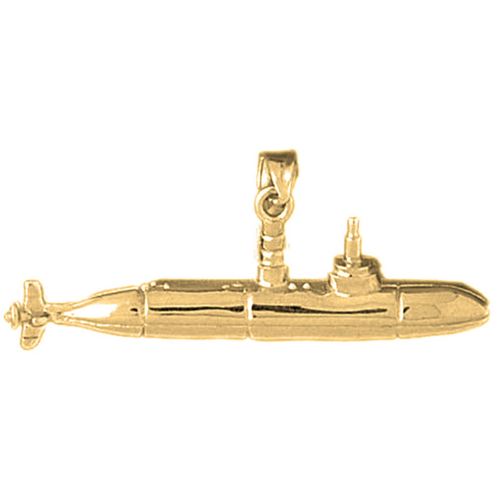 Jewels Obsession 14K Yellow Gold 15mm Submarine Pendant