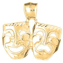 Jewels Obsession 18K Yellow Gold 23mm Drama Mask, Laugh Now, Cry Later Pendant