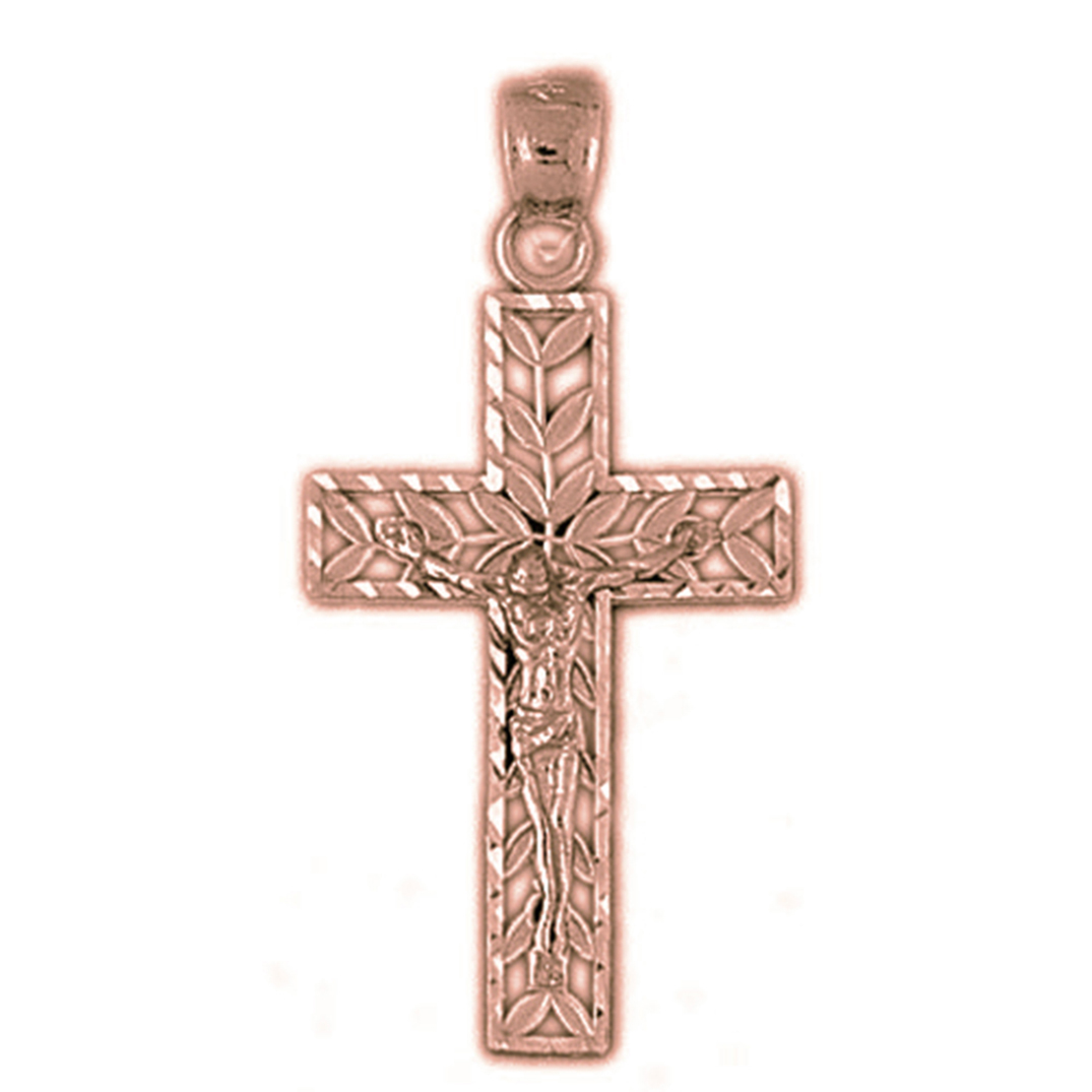 Jewels Obsession 14K Rose Gold 34mm Crucifix Pendant