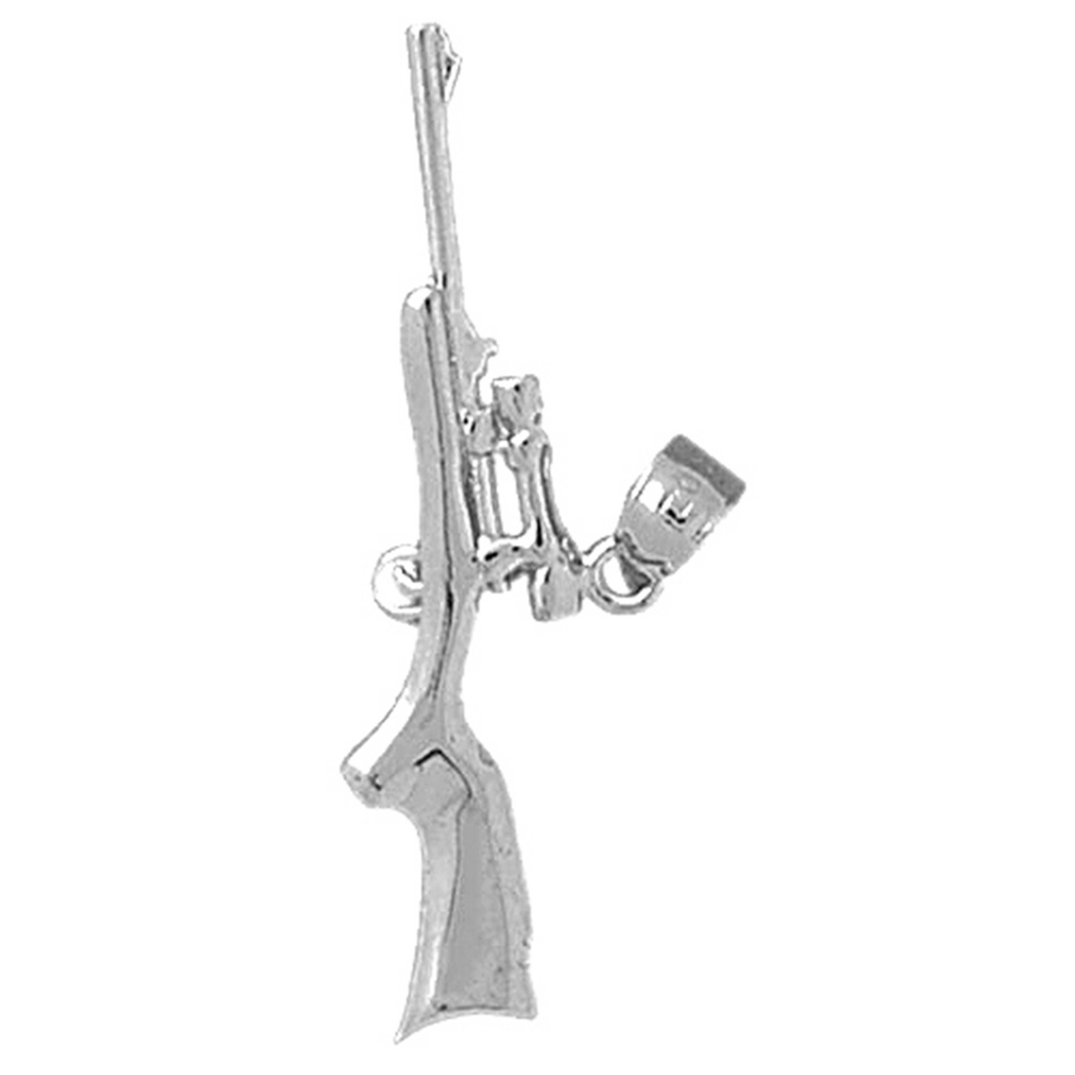 Jewels Obsession 18K White Gold 32mm 3D Rifle Pendant