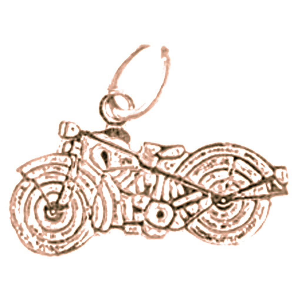 Jewels Obsession 14K Rose Gold 13mm Motorcycle Pendant