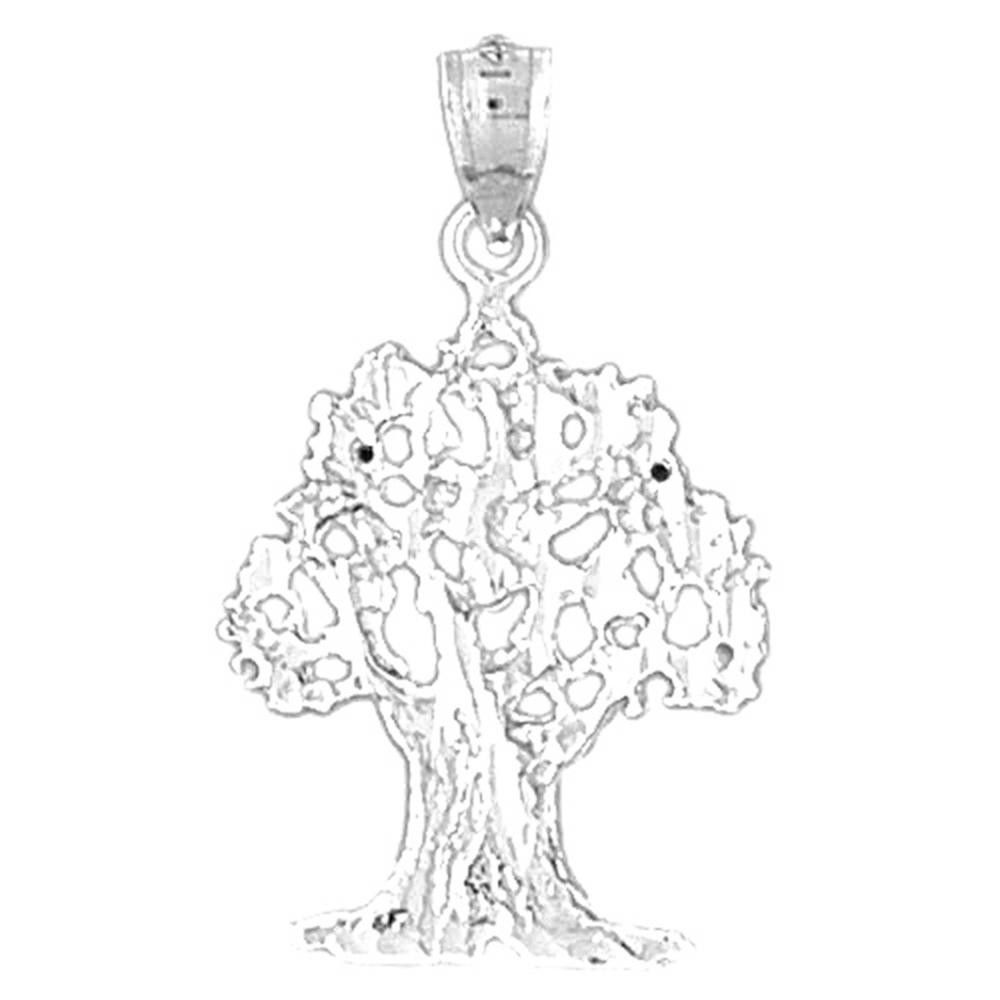 Jewels Obsession 18K White Gold 29mm Cedar Tree Pendant
