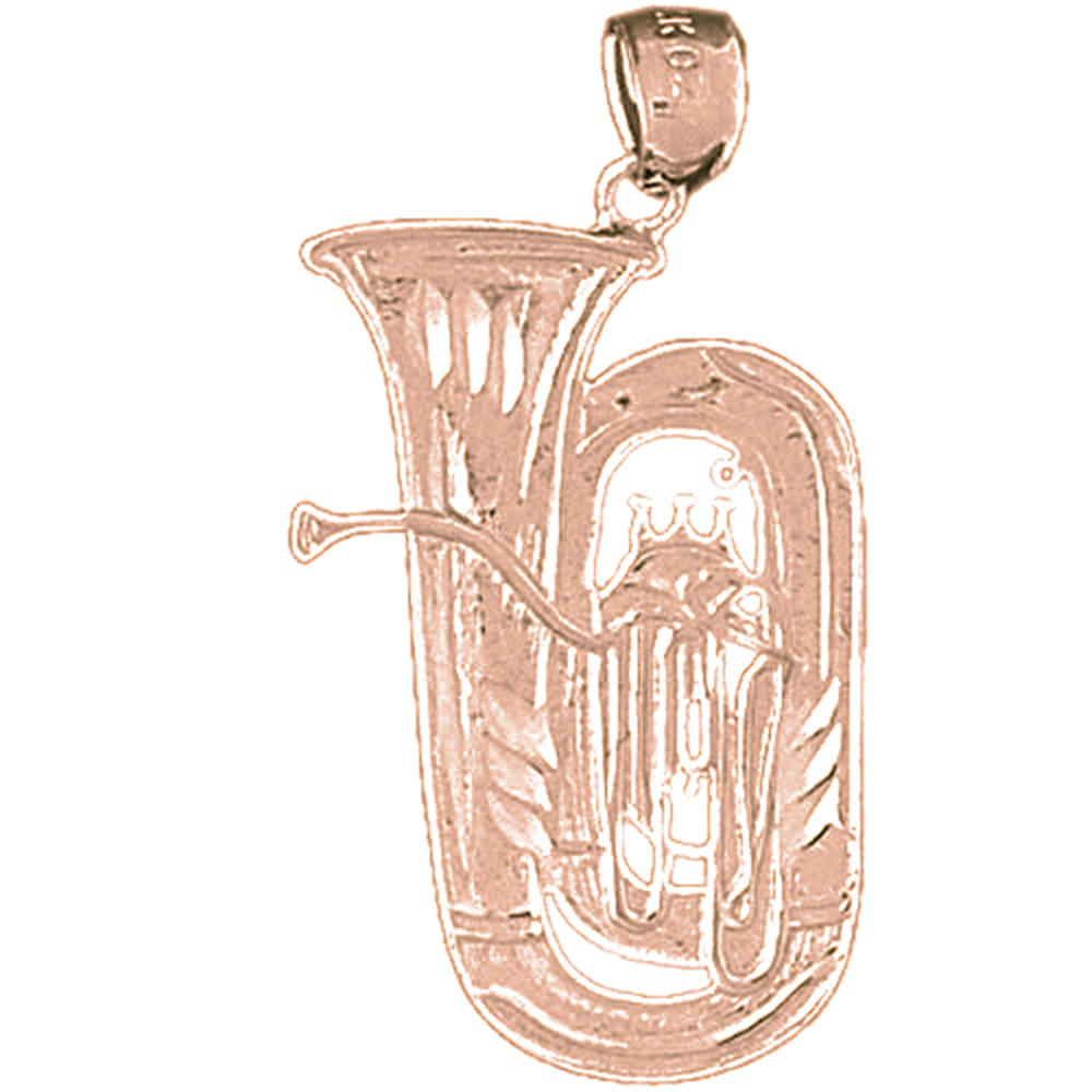 Jewels Obsession 14K Rose Gold 33mm Tuba Pendant
