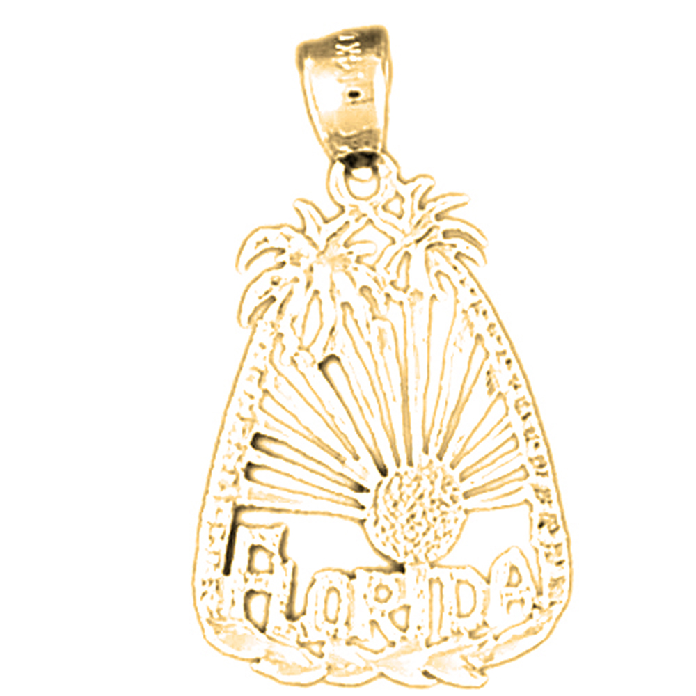 Jewels Obsession 14K Yellow Gold 27mm Florida Pendant