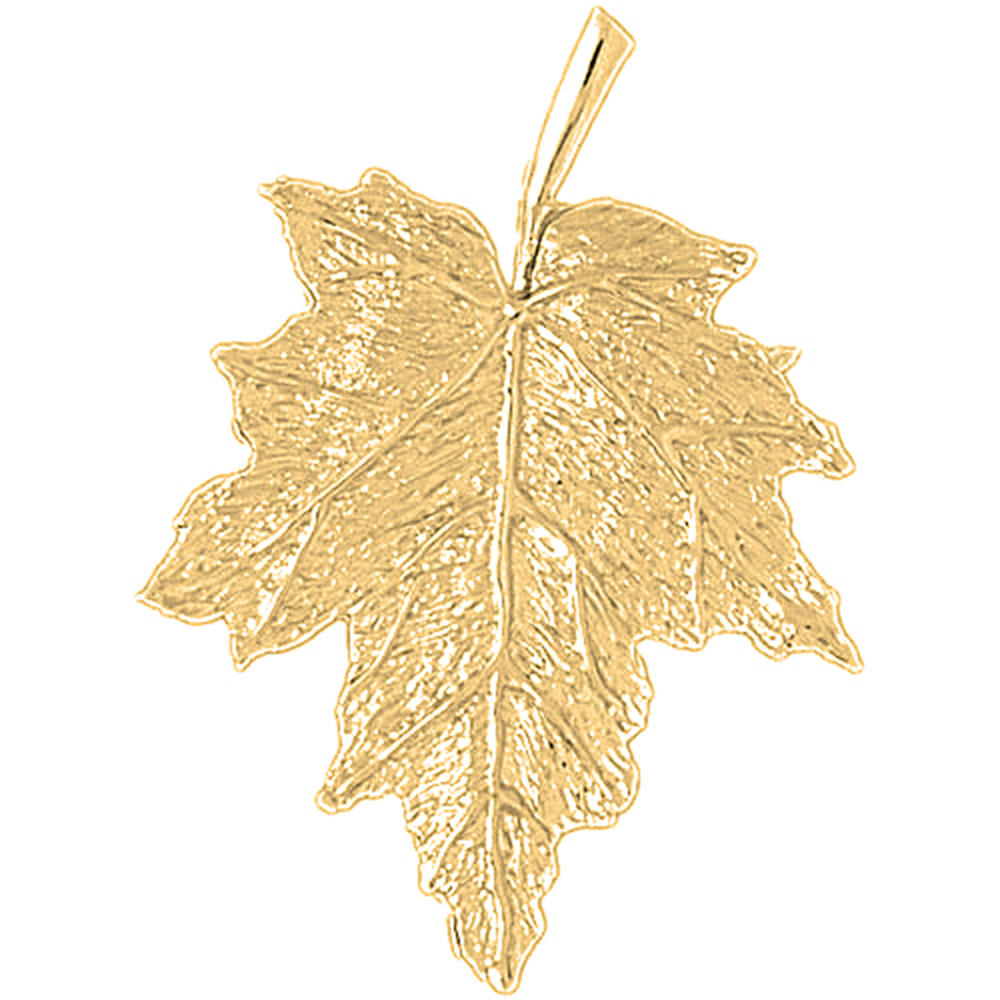 Jewels Obsession 10K Yellow Gold 52mm Maple Leaf Pendant