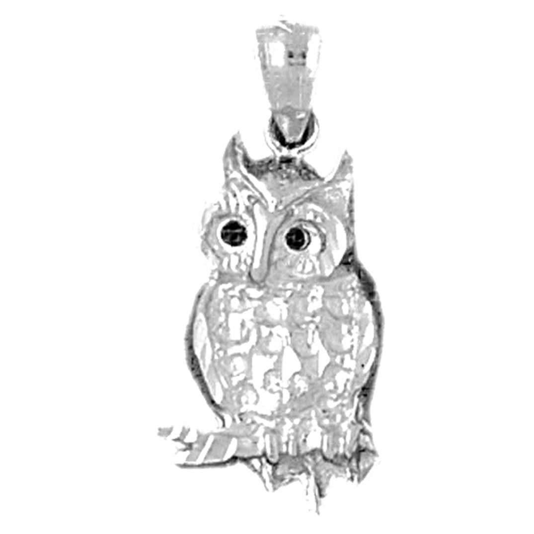 Jewels Obsession 18K White Gold 26mm Owl Pendant