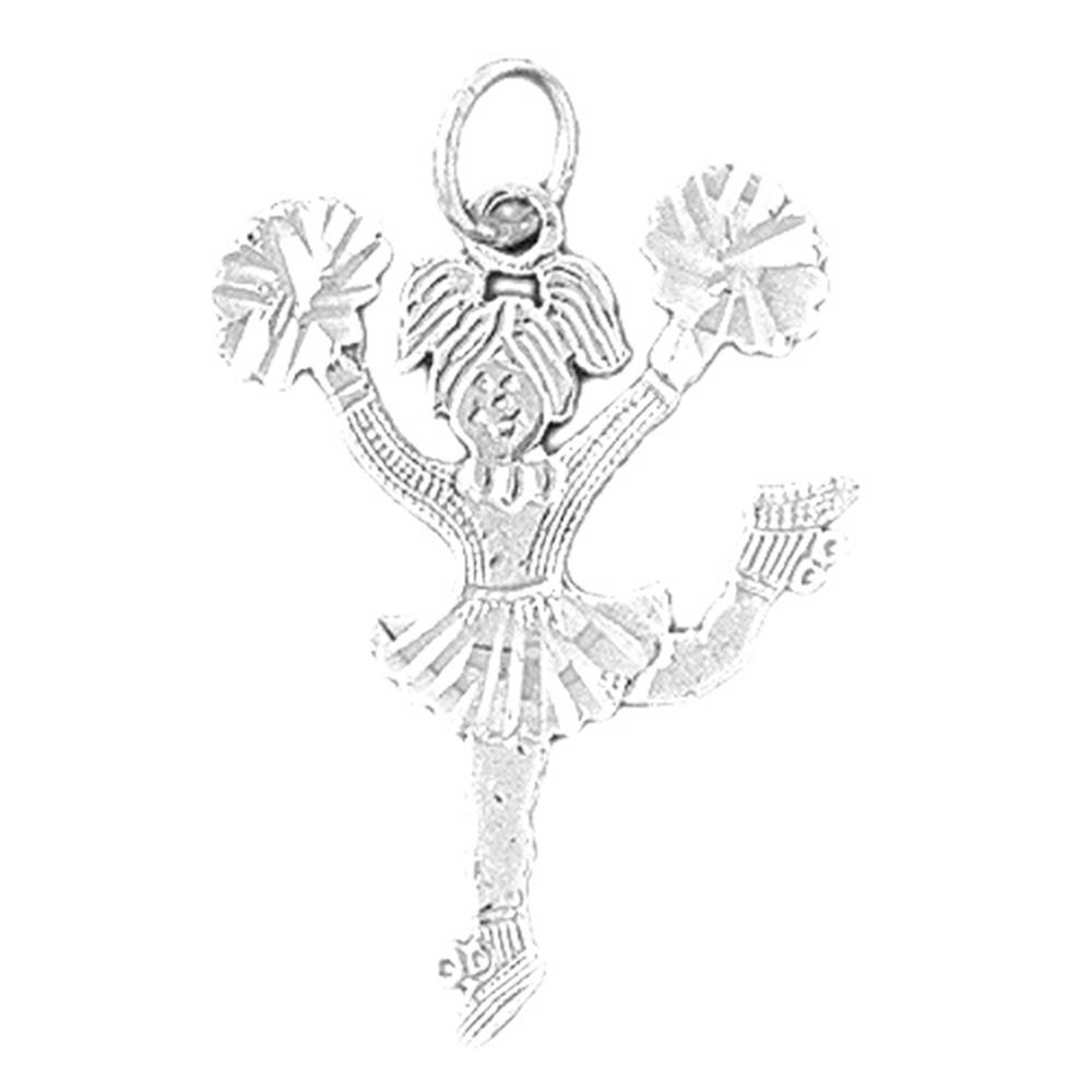 Jewels Obsession 14K White Gold 28mm Cheerleader Pendant