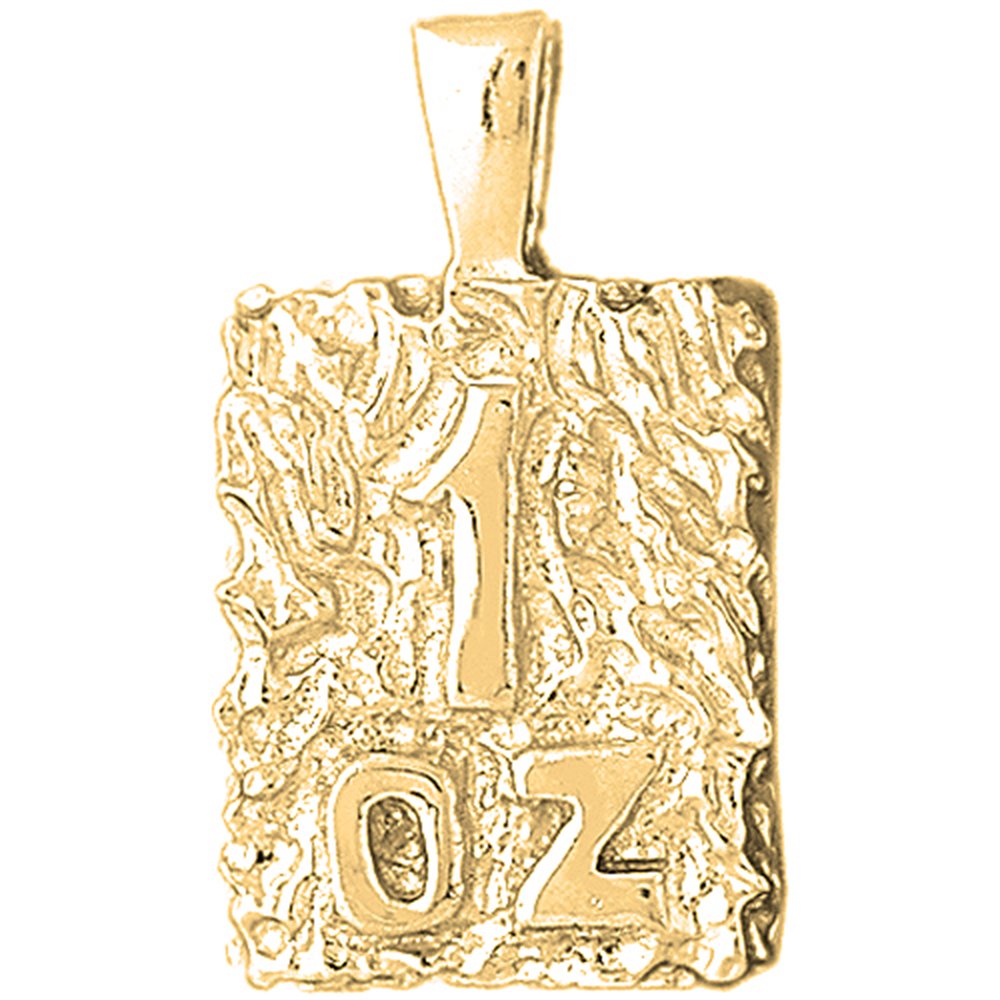 Jewels Obsession 18K Yellow Gold 40mm "1 Oz" Nugget Pendant