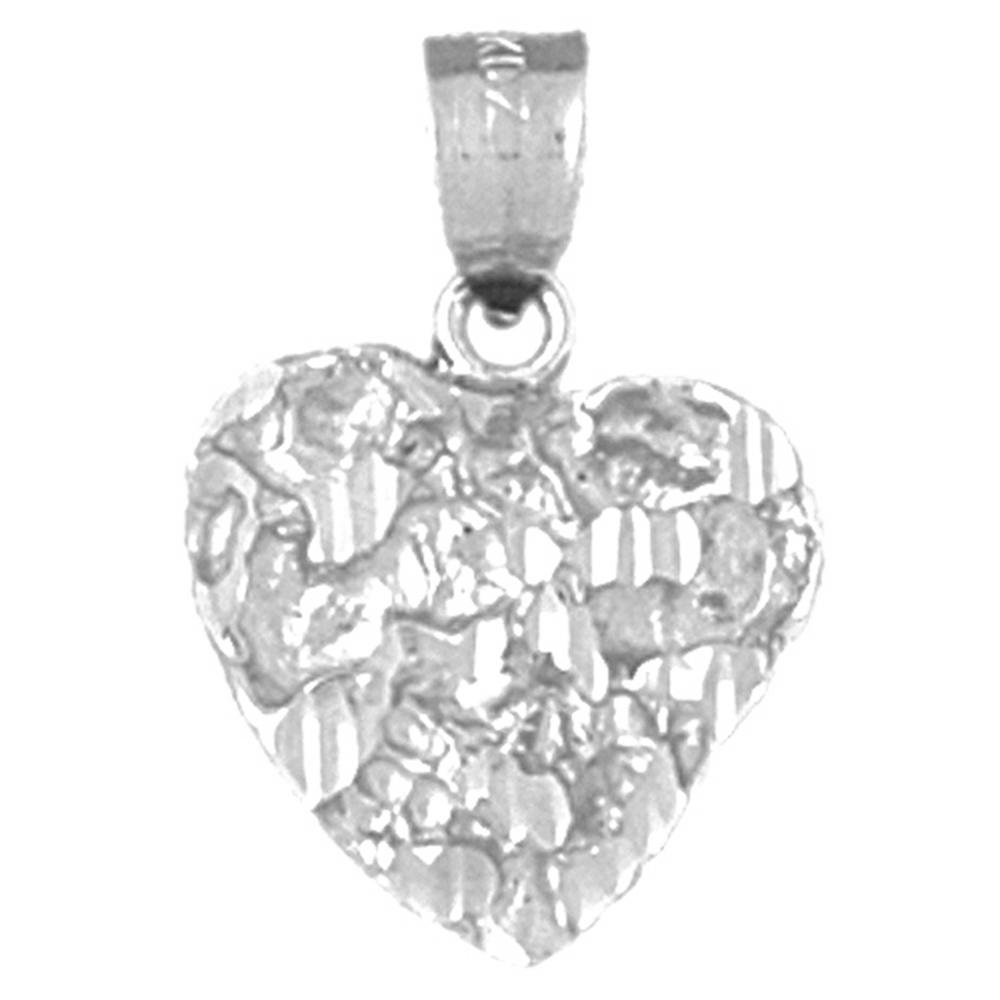 Jewels Obsession 18K White Gold 21mm Nugget Heart Pendant