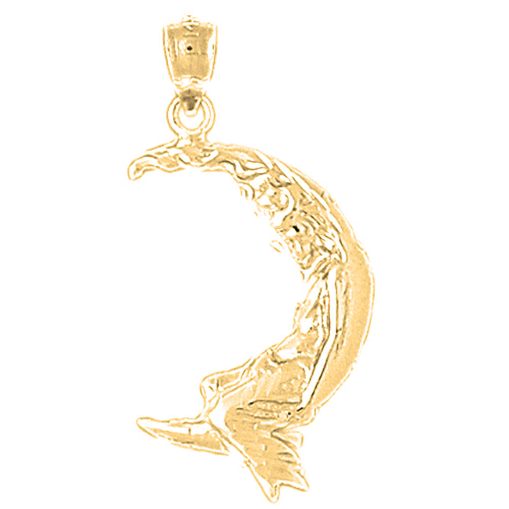 Jewels Obsession 18K Yellow Gold 34mm Crescent Moon Pendant
