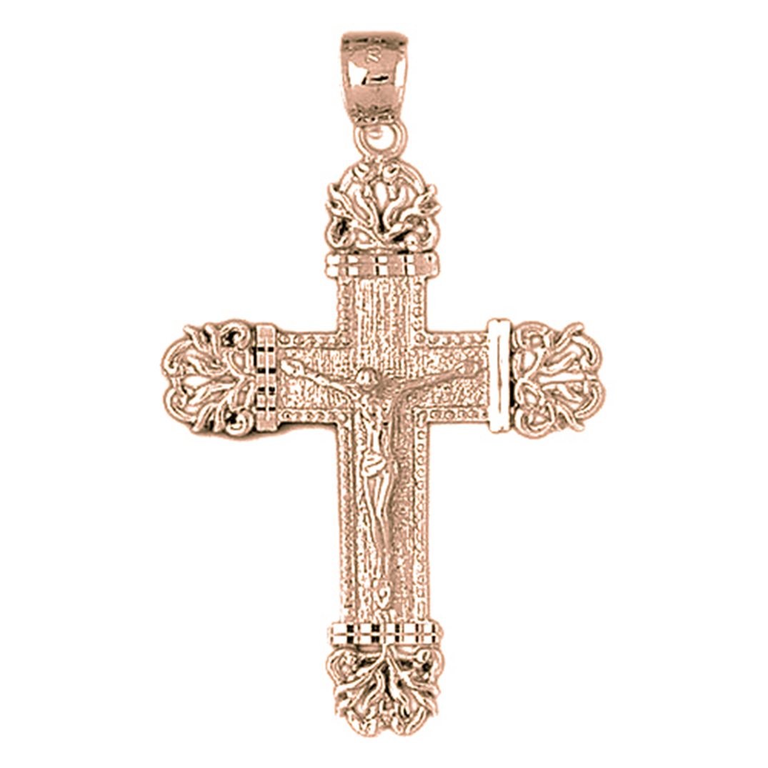 Jewels Obsession 14K Rose Gold 55mm Crucifix Pendant