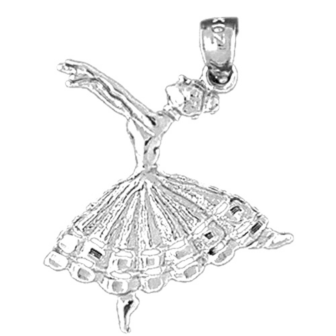 Jewels Obsession 14K White Gold 27mm Flamenco Dancer Pendant
