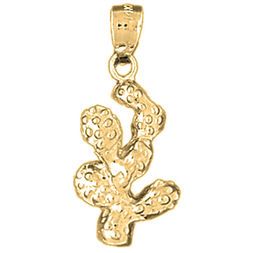 Jewels Obsession 10K Yellow Gold 28mm Cactus Pendant