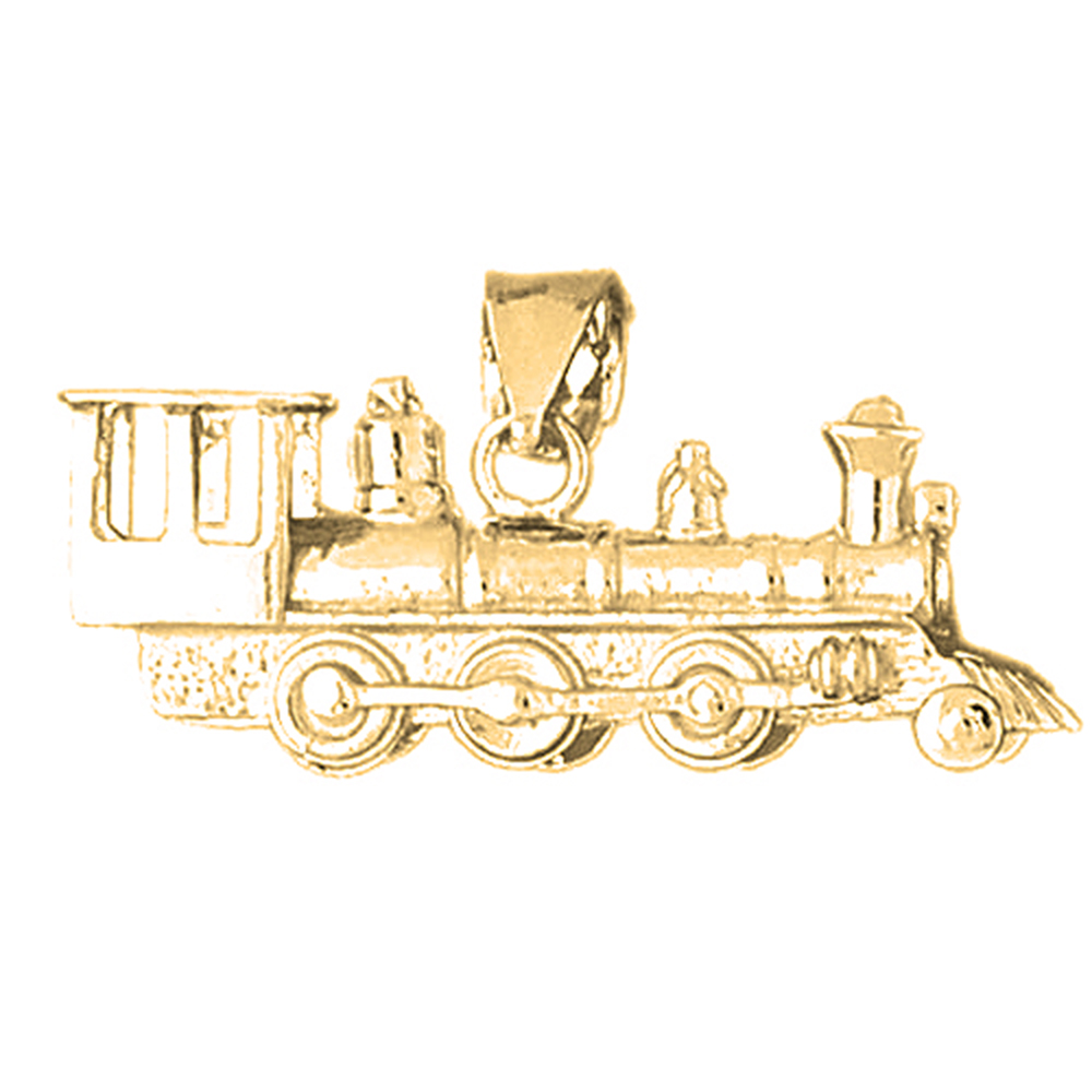 Jewels Obsession 18K Yellow Gold 17mm 3D Train Engine Locomotive Pendant
