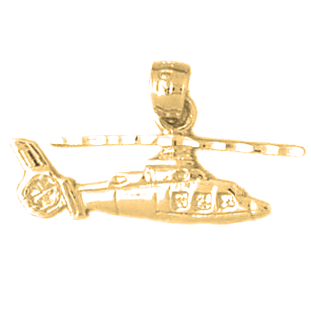 Jewels Obsession 14K Yellow Gold 13mm Helicopter Pendant