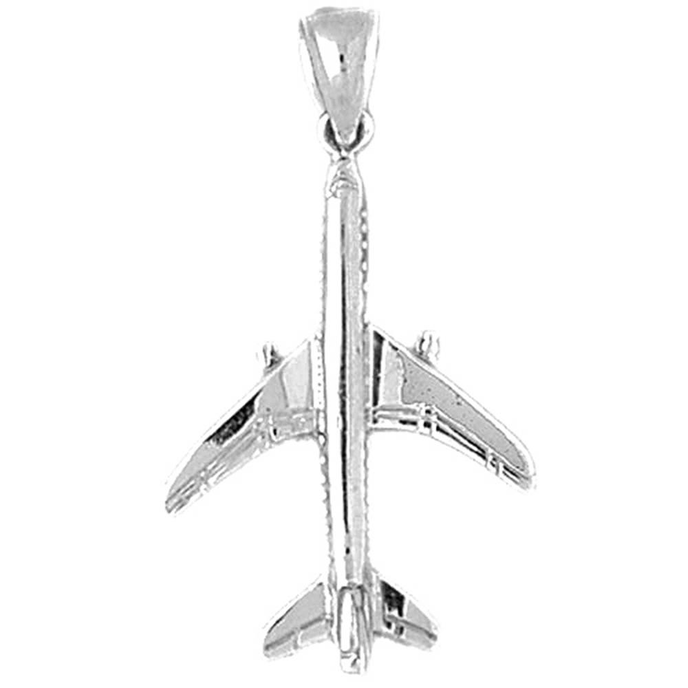Jewels Obsession 18K White Gold 36mm 3D Airplane Pendant