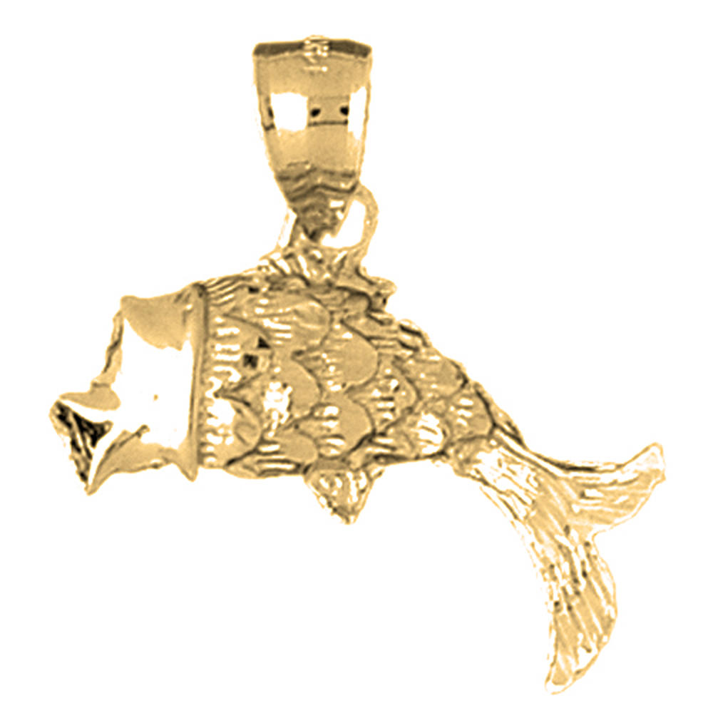 Jewels Obsession 14K Yellow Gold 29mm Goldfish Pendant
