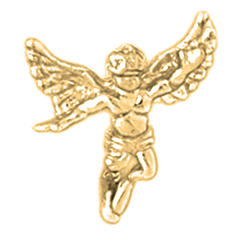 Jewels Obsession 14K Yellow Gold 16mm Angel 3D, Lapel Pin Pendant