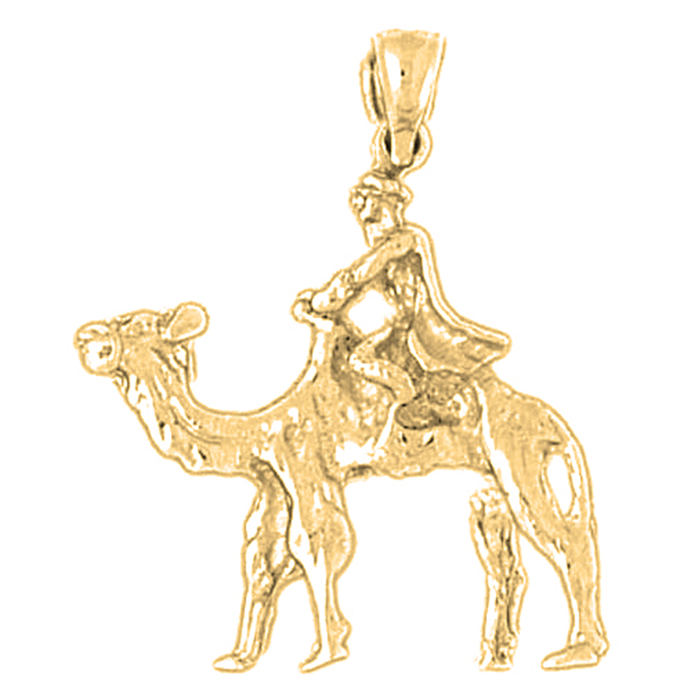 Jewels Obsession 18K Yellow Gold 29mm 3D Camel Pendant