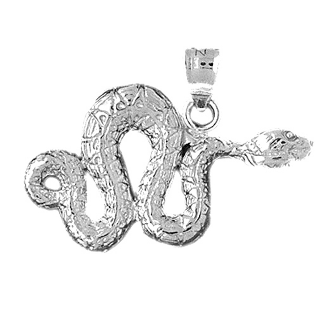 Jewels Obsession 18K White Gold 20mm Boa Constrictor Snake Pendant