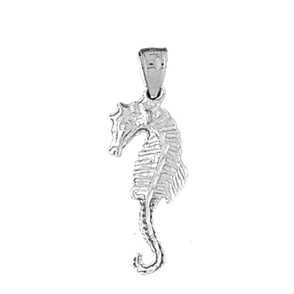 Jewels Obsession 18K White Gold 31mm Seahorse 3D Pendant