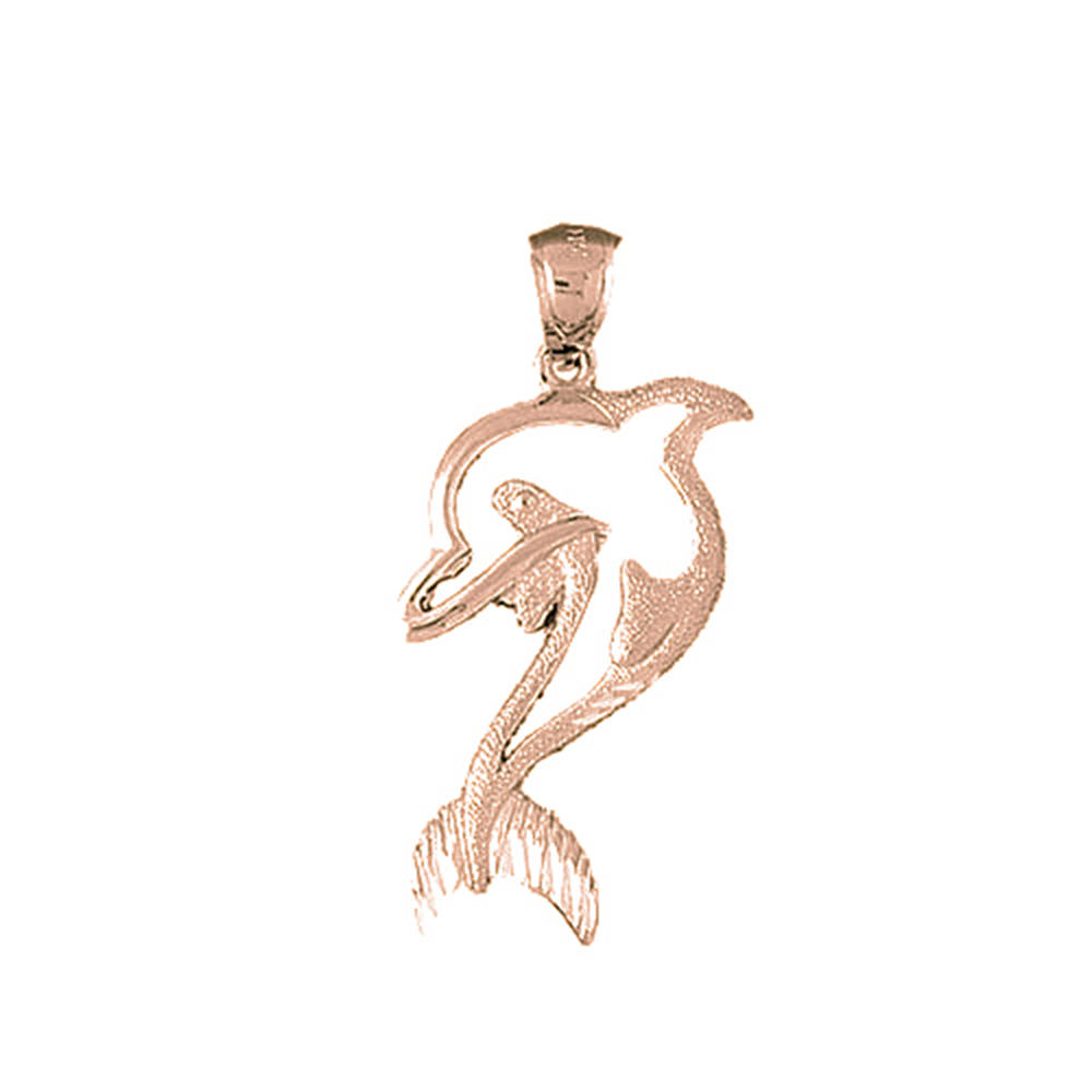 Jewels Obsession 14K Rose Gold 46mm Dolphin Pendant
