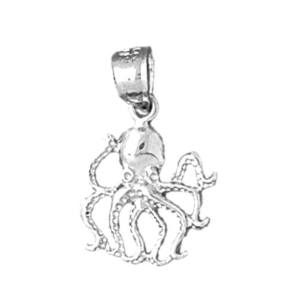 Jewels Obsession 18K White Gold 20mm Octopus Pendant