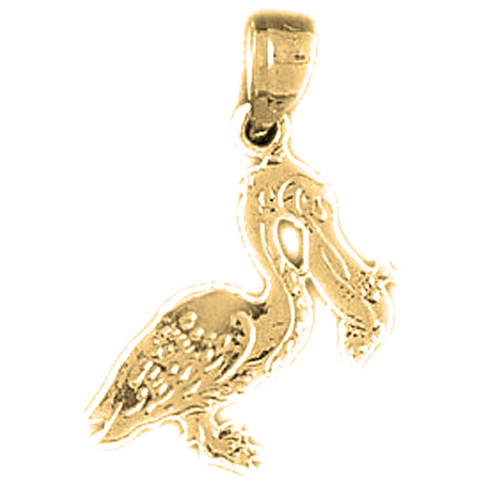 Jewels Obsession 18K Yellow Gold 22mm Pelican Pendant