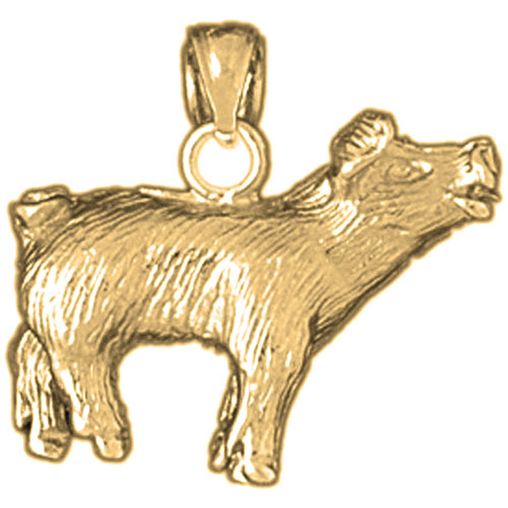 Jewels Obsession 18K Yellow Gold 21mm Pig Pendant