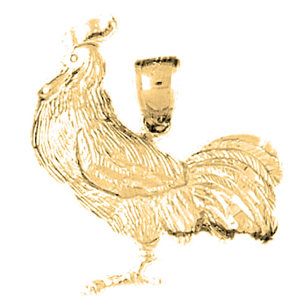 Jewels Obsession 18K Yellow Gold 27mm Rooster Pendant
