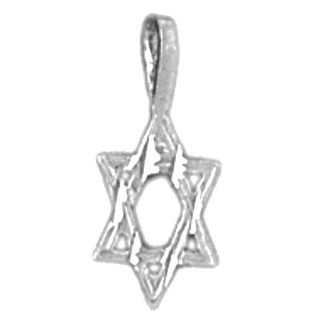 Jewels Obsession 14K White Gold 14mm Star of David Pendant