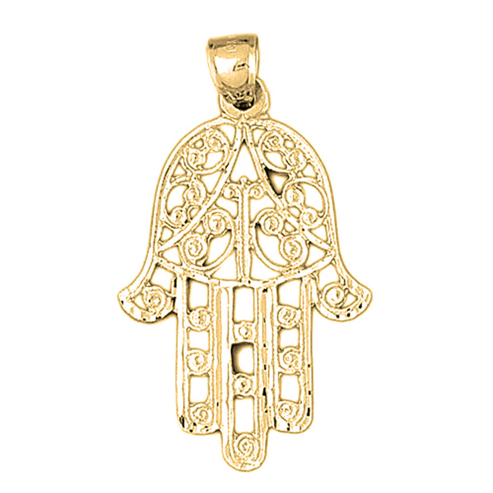 Jewels Obsession 14K Yellow Gold 47mm Hamsa Pendant