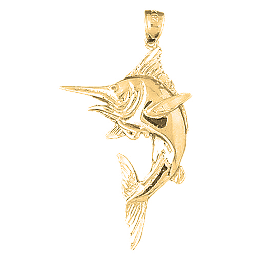 Jewels Obsession 14K Yellow Gold 45mm Marlin Pendant