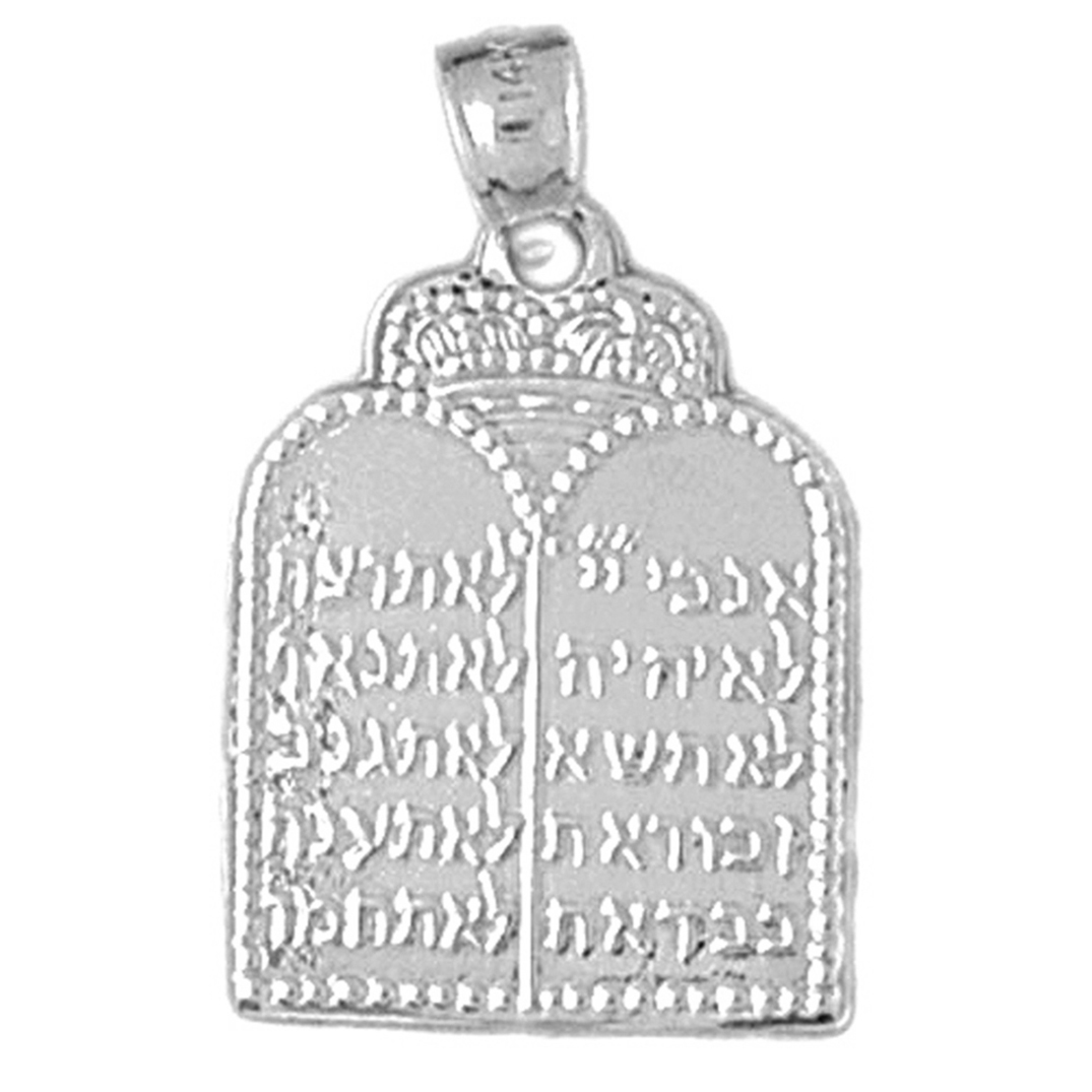 Jewels Obsession 14K White Gold 26mm Ten Commandments Pendant