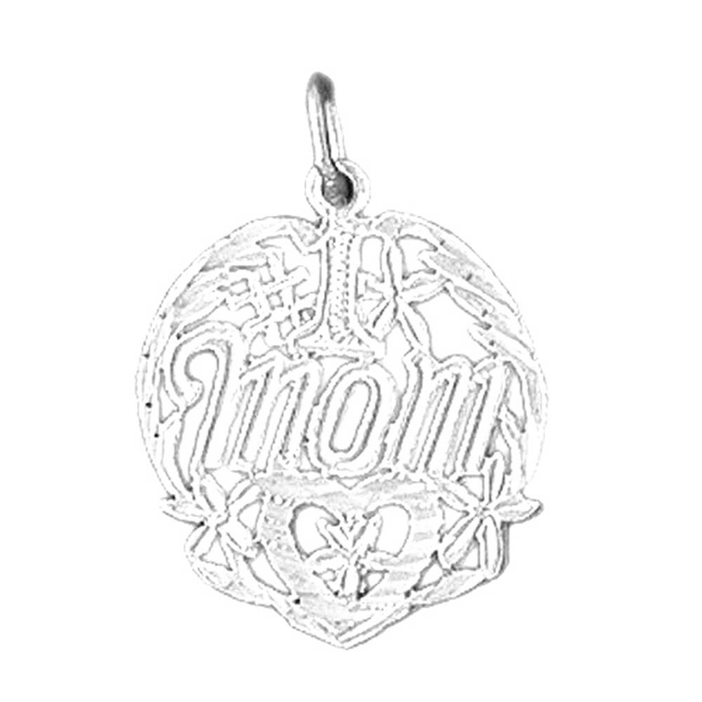 Jewels Obsession 14K White Gold 22mm #1 Mom Pendant