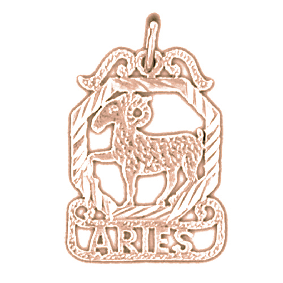 Jewels Obsession 14K Rose Gold 21mm Zodiac - Aries Pendant