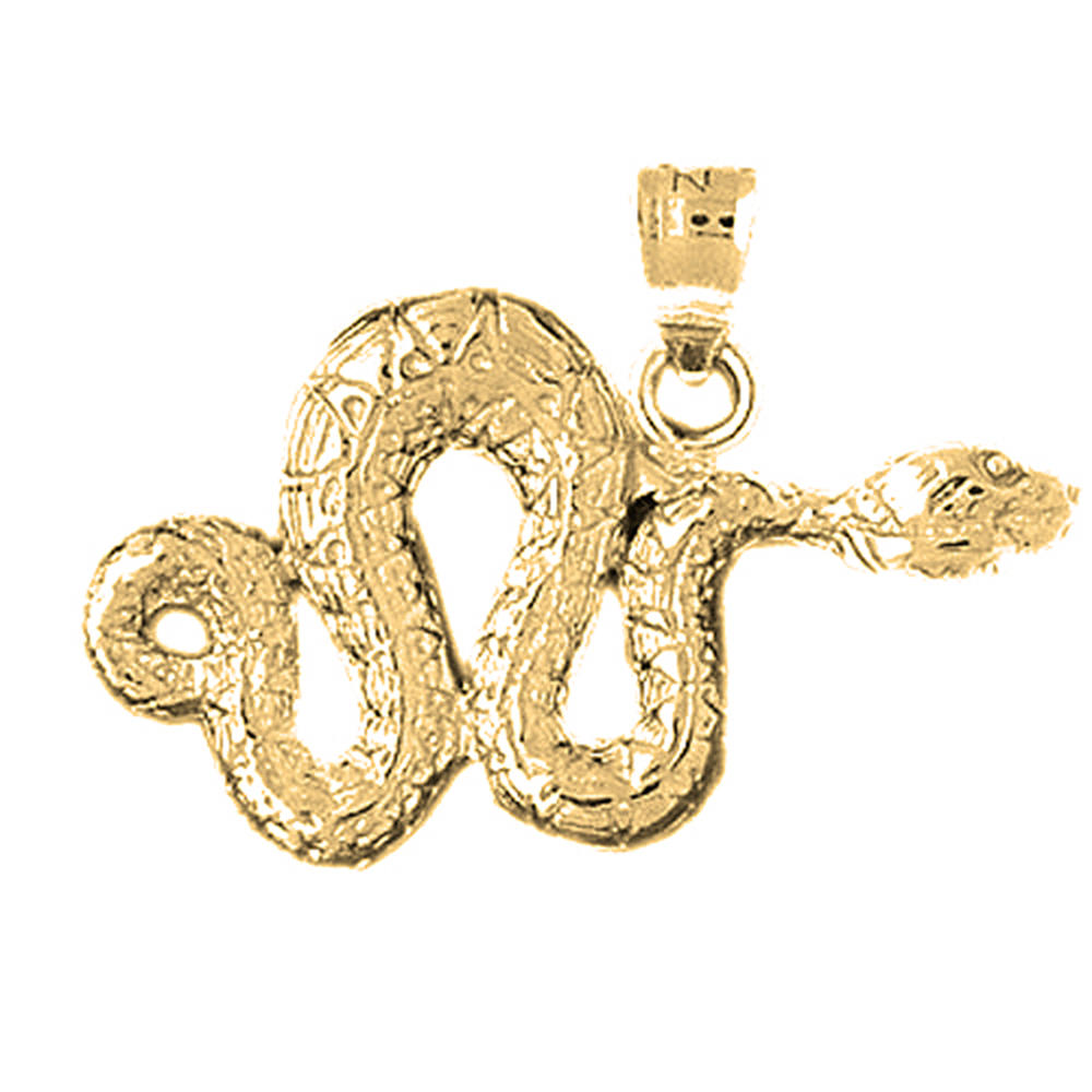 Jewels Obsession 18K Yellow Gold 20mm Boa Constrictor Snake Pendant