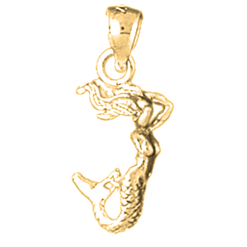 Jewels Obsession 18K Yellow Gold 21mm 3D Mermaid Pendant