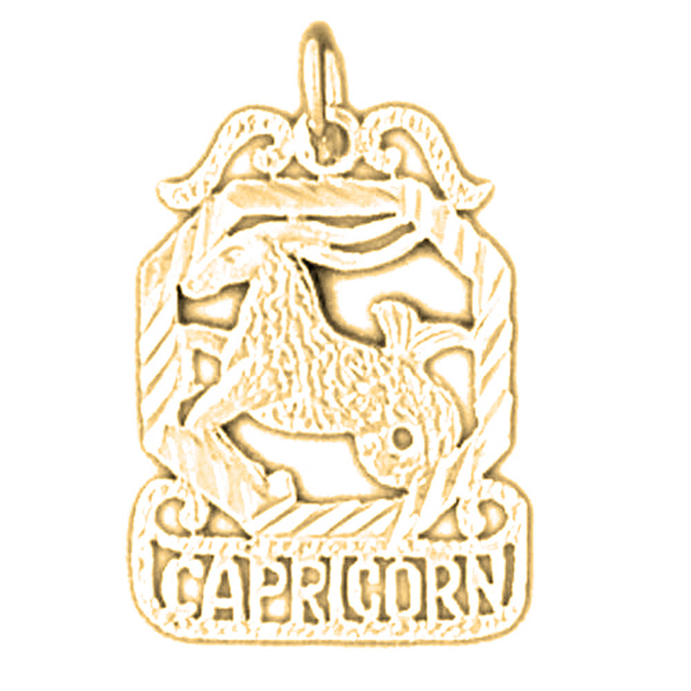 Jewels Obsession 18K Yellow Gold 21mm Zodiac - Capricorn Pendant