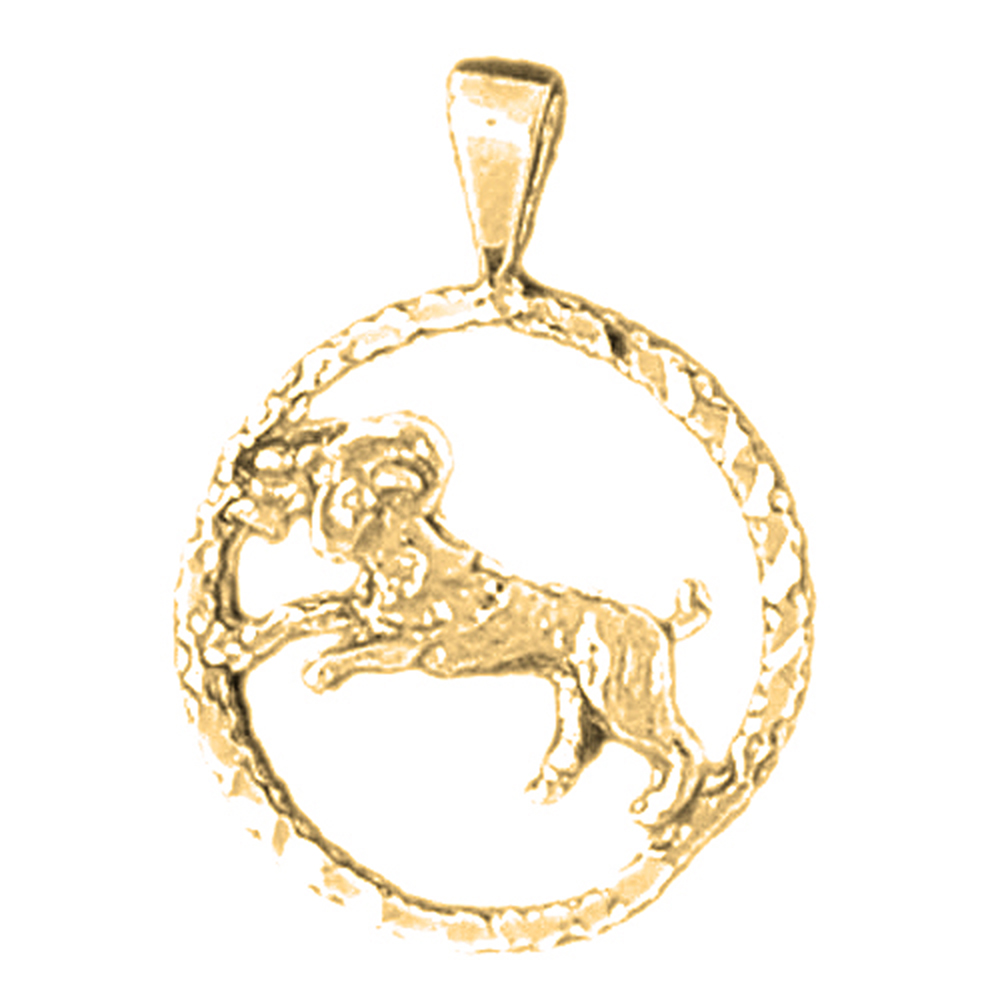 Jewels Obsession 14K Yellow Gold 22mm Zodiac - Aries Pendant