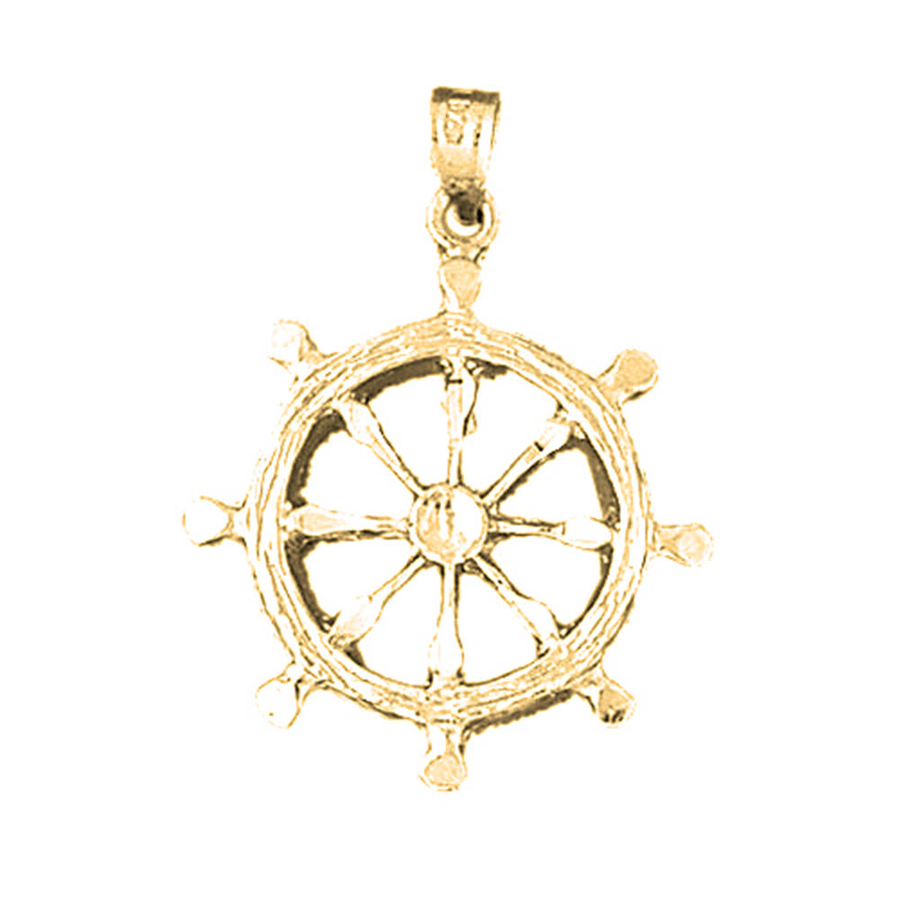 Jewels Obsession 18K Yellow Gold 33mm Ships Wheel Pendant